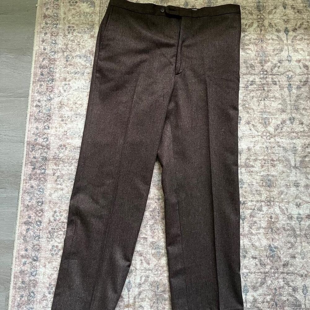 Vintage Men's Wool Brown and Grey Trousers 32x27